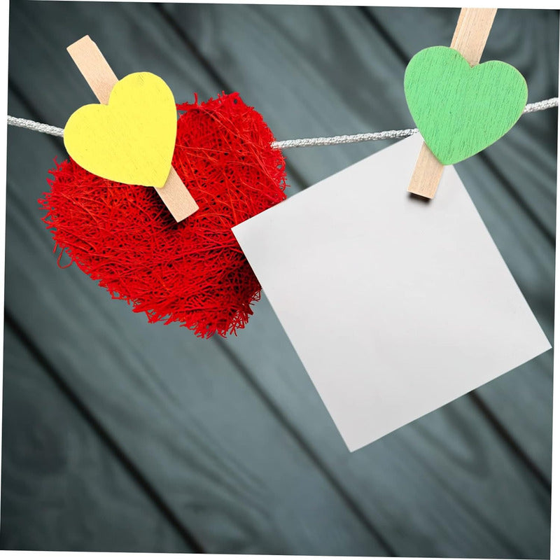 10X GANCHOS CORAZÓN DECORACIÓN PAPELERÍA MADERA MANUALIDADES