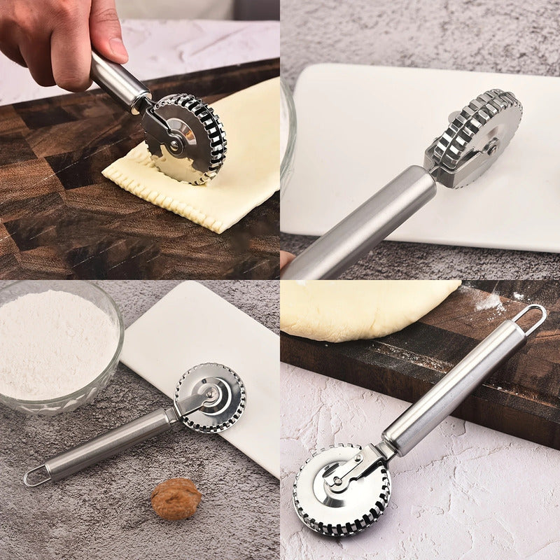 CORTADOR RUEDA PASTELERÍA ACERO INÓXIDABLE PANADERÍA PLATEADO