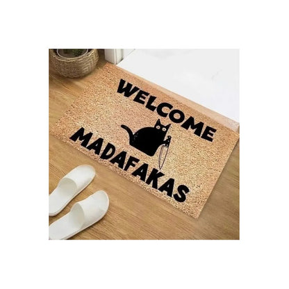 TAPETE HOGAR COCINA ENTRADA CASA GATO WELCOME 40X60 60 CM 40 CM GATO WELCOME MADAFAKAS MARRÓN CLARO