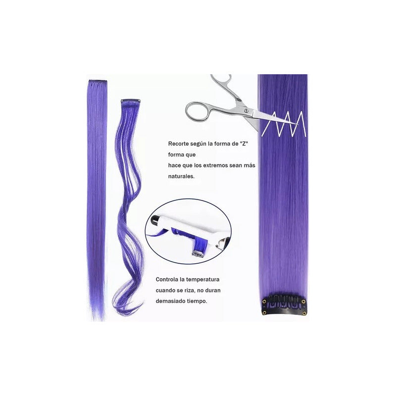 EXTENSIÓN CABELLO LISO SINTÉTICO 22 PULG VIOLETA CLIP VIOLETA
