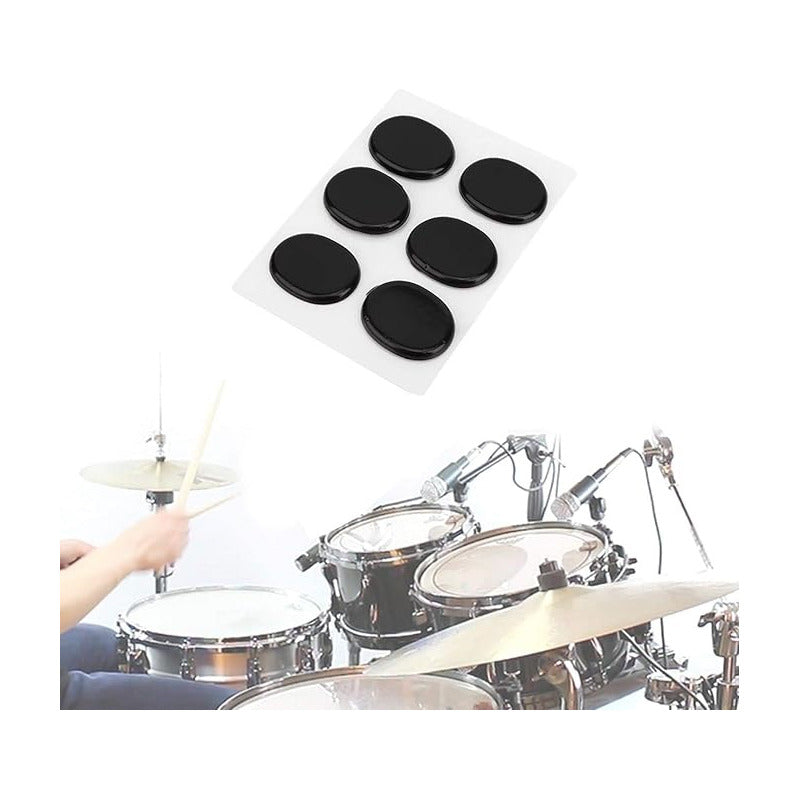 SET 6 ALMOHADILLAS REDOBLANTE BATERÍA ACÚSTICA REDUCE SONIDO NEGRO