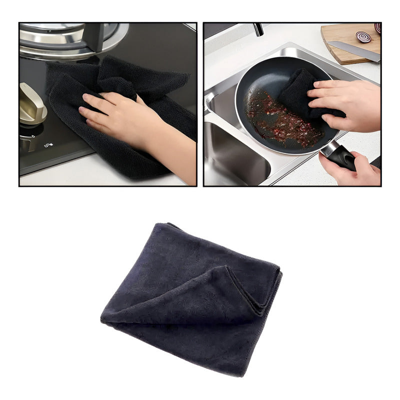 PAÑO TOALLA LIMPIEZA MULTIUSOS MICROFIBRA SUPERABSORBENTE NEGRO