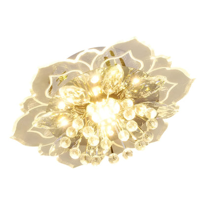 LAMPARA TECHO CRISTAL FLOR LOTO PETALOS LED 110V TRANSPARENTE