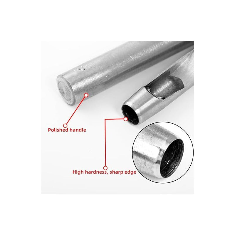 6X PUNZONES TROQUELES SACABOCADOS CUERO MARROQUINERÍA 10 CM