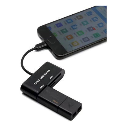 ADAPTADOR LECTOR TARJETAS OTG TIPO C - MICRO SD/TF USB 3.0 NEGRO
