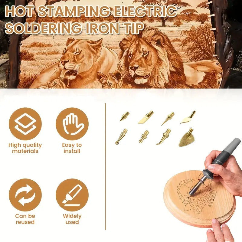 8 PCS PUNTAS QUEMADO MADERA PIROGRAFÍA MARQUETERÍA BISUTERÍA 12V