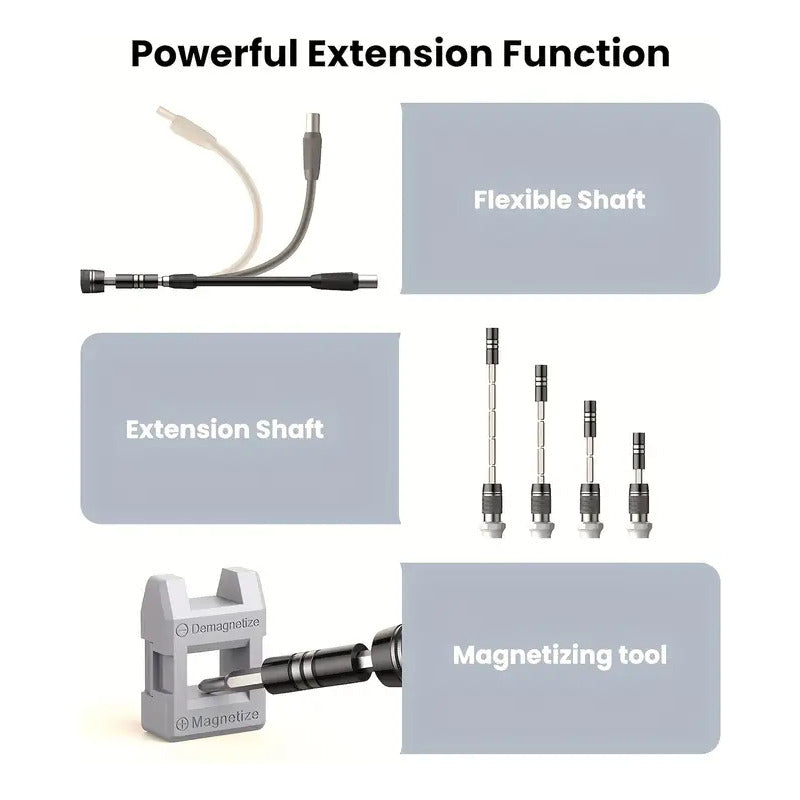JUEGO SET DESTORNILLADORES 115 EN 1 MAGNÉTICO MULTIFUNCIONAL