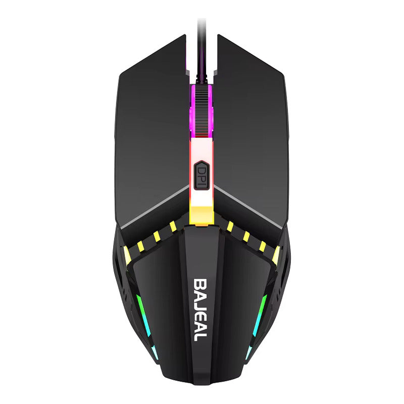 MOUSE GAMER USB ÓPTICO LED RGB MULTICOLOR BOTÓN DPI 800-1600 NEGRO RGB