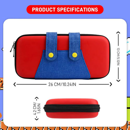ESTUCHE RIGIDO NINTENDO DISEÑO MARIO SWITCH 24X13X4 CMS ROJO Y AZUL