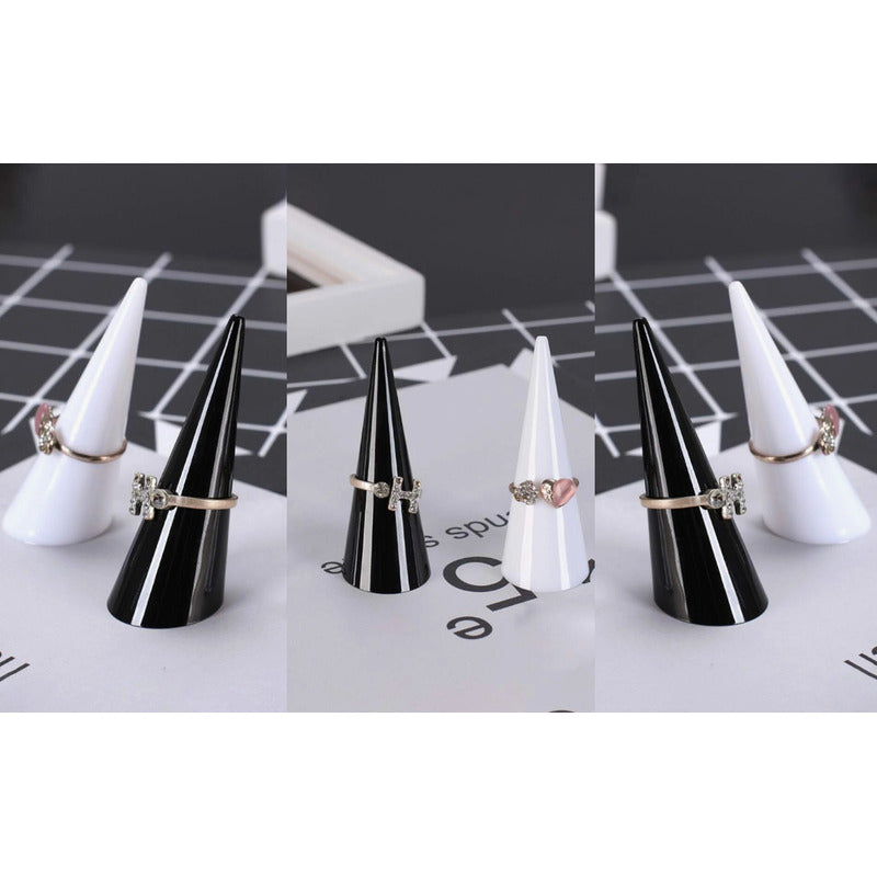 EXHIBIDOR ANILLOS FOTOGRAFÍA JOYERÍA ACRÍLICO BLANCO BLANCO