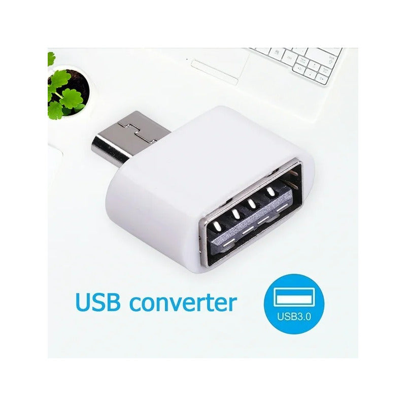 ADAPTADOR CONVERTIDOR USB HEMBRA A MICRO USB MACHO OTG 3.0 BLANCO