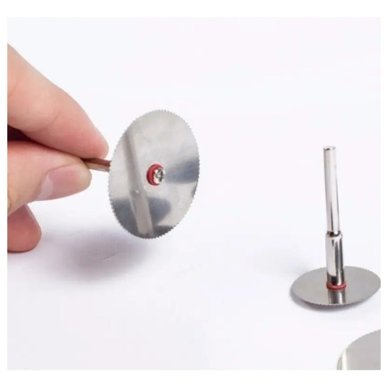 11 PCS DISCO CORTE ACERO INOXIDABLE MADERA MARQUETERÍA PLATEADO