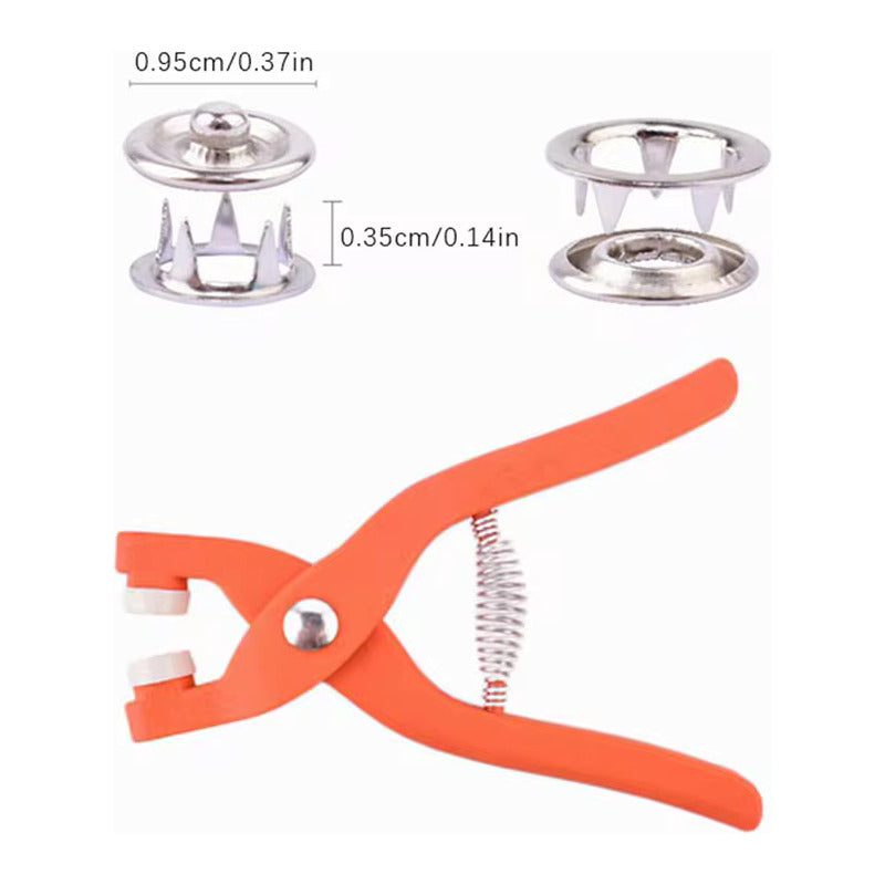 HERRAMIENTA PINZA INSTALACIÓN BOTONES PRESIÓN 95MM +10 BOTON ROJO PINZA BOTONES PRESION