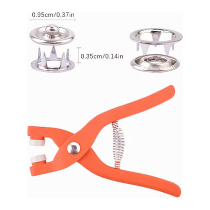 HERRAMIENTA PINZA INSTALACIÓN BOTONES PRESIÓN 95MM +10 BOTON ROJO PINZA BOTONES PRESION