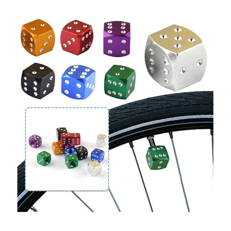 JUEGO TAPA VÁLVULA AIRE NEUMÁTICO LLANTA DADOS ALUMINIO