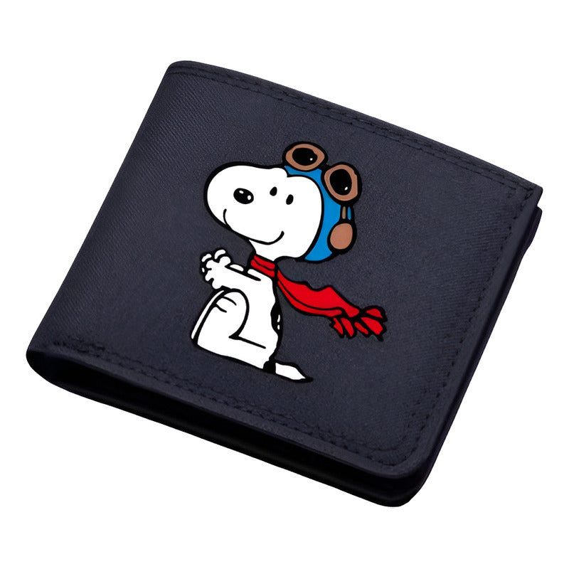 BILLETERA LONA SNOOPY NEGRA TARJETAS MONEDERO DINERO NEGRO LISO
