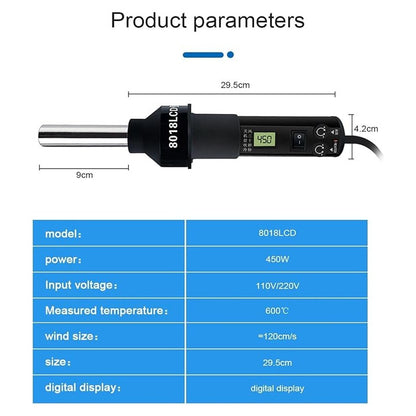 PISTOLA CALOR DIGITAL LCD 110V ESTACIÓN SOLDADURA AJUSTABLE GRIS OSCURO 110V