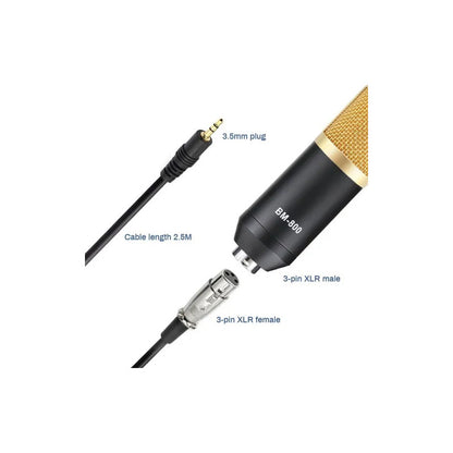 MICRÓFONO CONDENSADOR CAPACITIVO DORADO PRO 3.5MM NEGRO