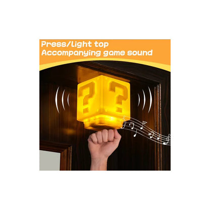 LAMPARA CUBO MARIO BROS LED USB SONIDO NIÑOS AMARILLO AMARILLO 5V