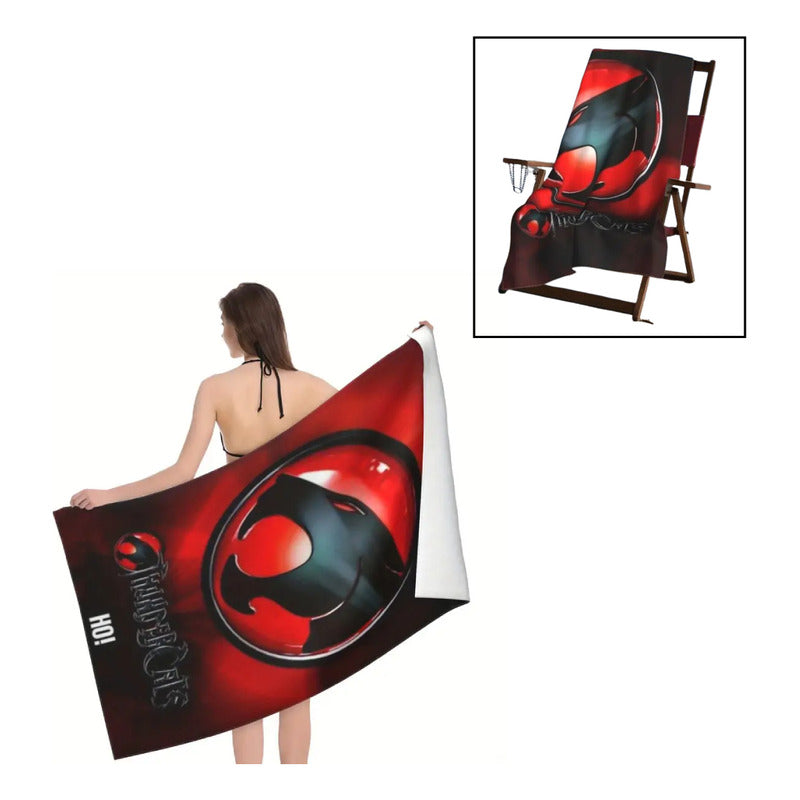 TOALLA PLAYA BAÑO LOGO THUNDERCATS 80X160 CMS NEGRO ROJO LOGO THUNDERCATS