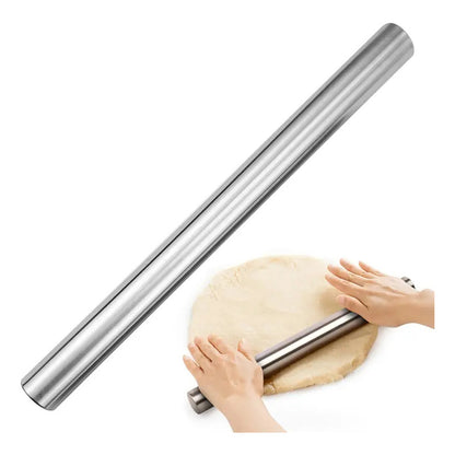 RODILLO ACERO INOXIDABLE 42CMS LIGERO PASTELERÍA PANADERÍA PLATEADO