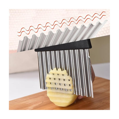 CORTADOR PAPAS RIZADAS VERDURAS FRUTAS ACERO INÓXIDABLE NEGRO