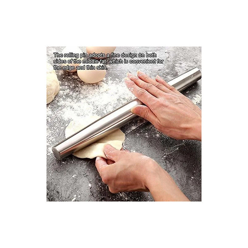 RODILLO ACERO INOXIDABLE 42CMS LIGERO PASTELERÍA PANADERÍA PLATEADO