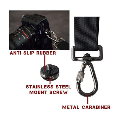 CORREA AJUSTABLE HOMBRO CAMARA DSLR PROFESIONAL ROSCA 1/4 NEGRO HOMBRO