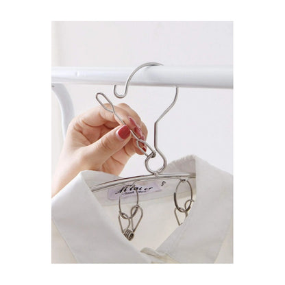 GANCHO ROPA INTERIOR MEDIAS METALICO ARCO 20 CLIPS DURABLE PLATEADO