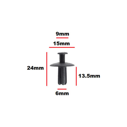 10X PIN CLIP PLÁSTICO AJUSTE 15X13.5X6MM CARRO TABLERO