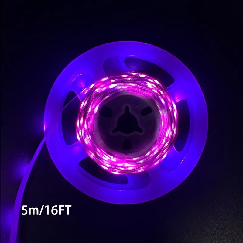 LUZ LED FLEXIBLE ADHESIVA 5MTS PÚRPURA AZUL USB SWITCH ON PÚRPURA 5V