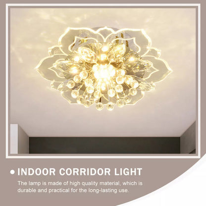 LAMPARA TECHO CRISTAL FLOR LOTO PETALOS LED 110V TRANSPARENTE