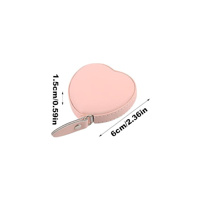 METRO CORPORAL PORTATIL BOLSO CORAZÓN CUERO ROSADO NEGRO