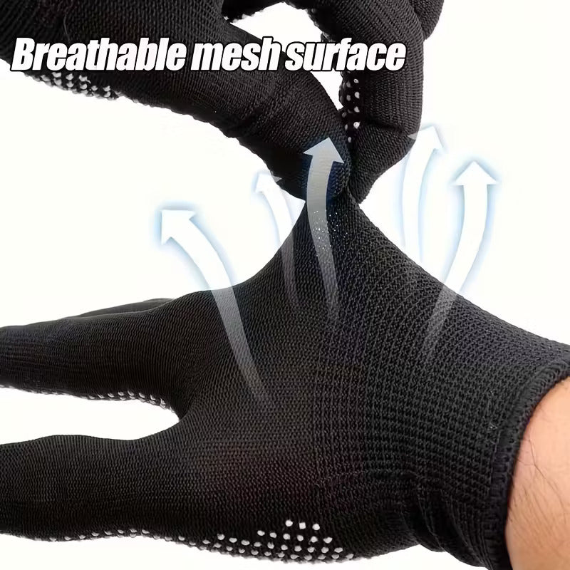 GUANTES NYLON PUNTOS PVC ANTIDESLIZANTES NEGROS TRABAJO NEGRO