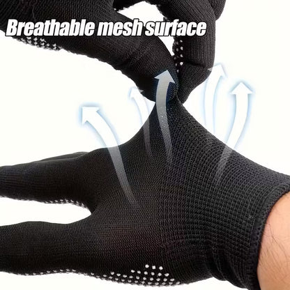 GUANTES NYLON PUNTOS PVC ANTIDESLIZANTES NEGROS TRABAJO NEGRO
