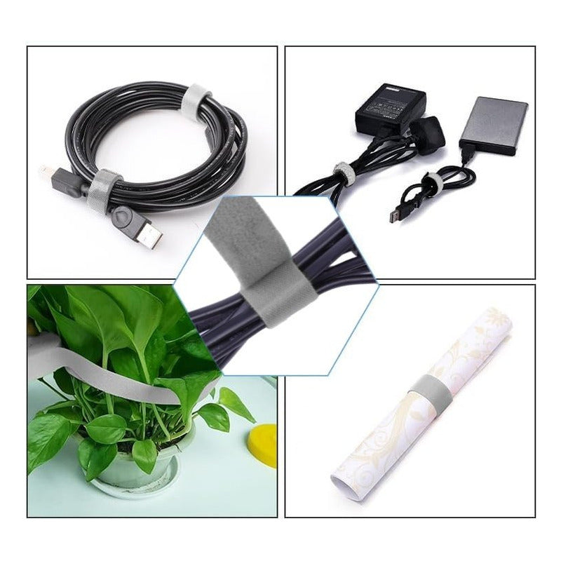 5 X ORGANIZADOR CABLES VELCRO ESCRITORIO OFICINA COMPUTADOR