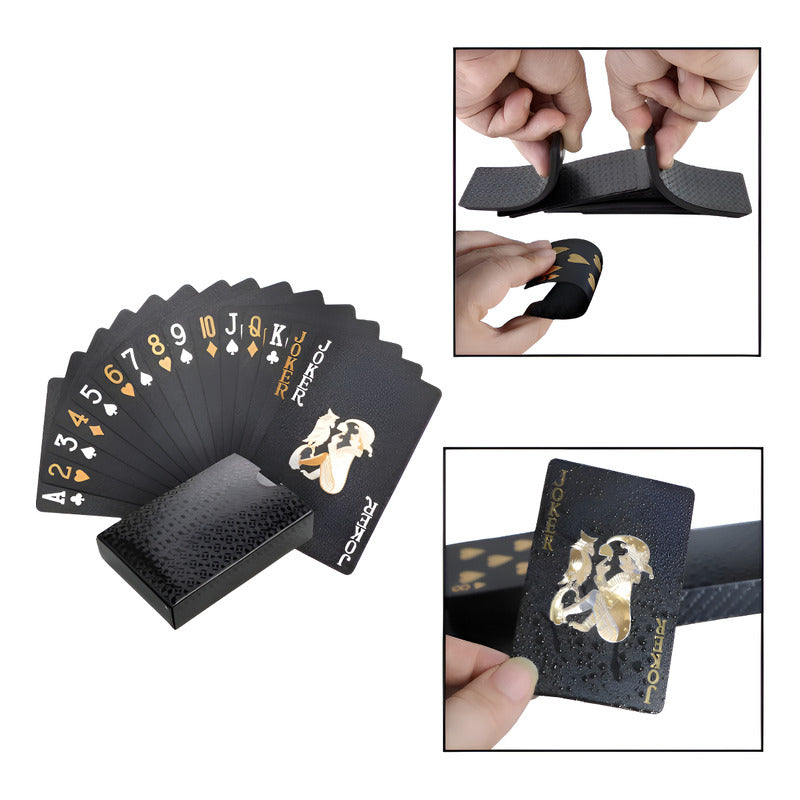 JUEGO CARTAS POKER RÍGIDAS IMPERMEABLES NEGRAS LUJO CASINO NEGRO POKER UNIVERSAL