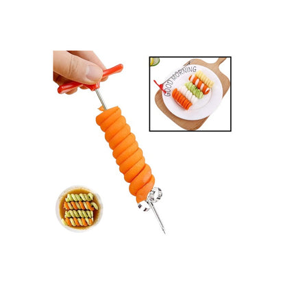 CORTADOR ESPIRAL VERDURAS ACERO INÓXIDABLE MANUAL ENSALADAS ROJO