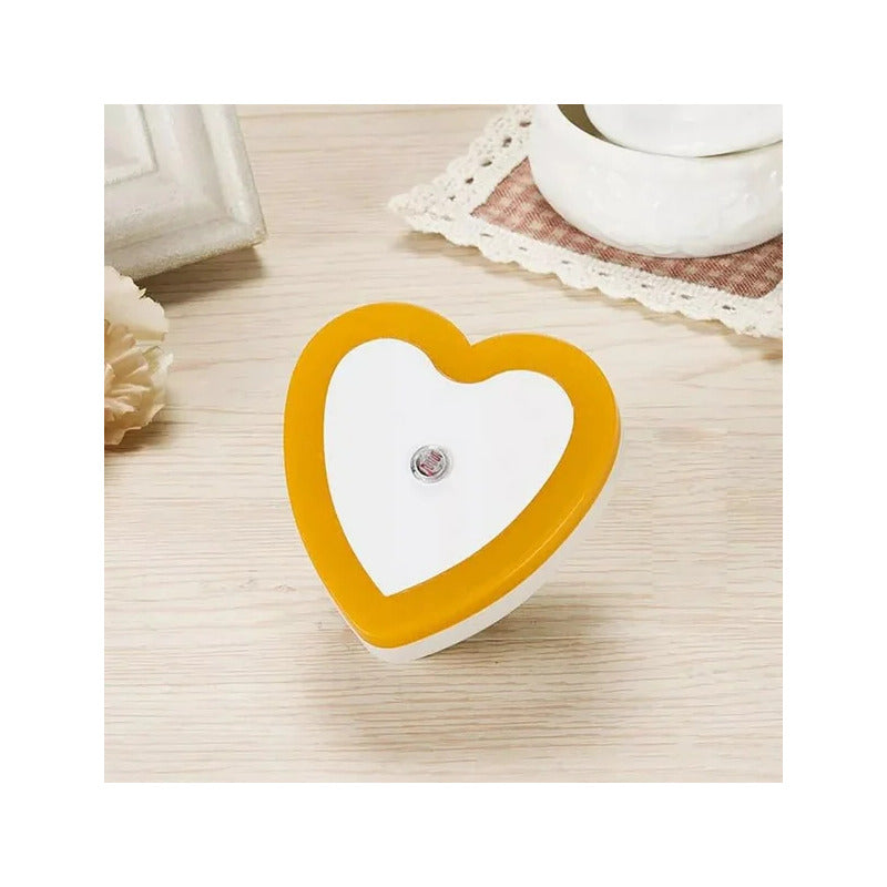 LUZ LED NOCTURNA CORAZÓN NIÑOS SENSOR CONTROL PARED ALCOBA 110V BLANCO Y NARANJA