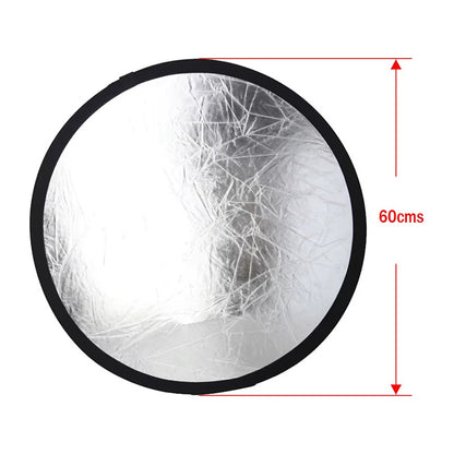REFLECTOR PLEGABLE FOTOGRAFÍA 24 PULGADAS BLANCO Y PLATEADO BLANCO Y PLATEADO