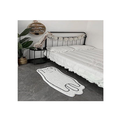 TAPETE GATO KAWAII DUCHA BAÑO NIÑOS HOGAR ALCOBA 60X40 NEGRO MODERNO