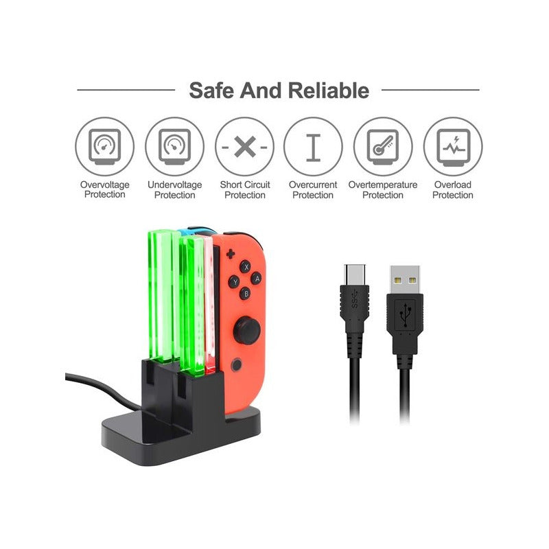 CARGADOR JOY-CON PARA NINTENDO SWITCH OLED RGB 4X ESTACIÓN