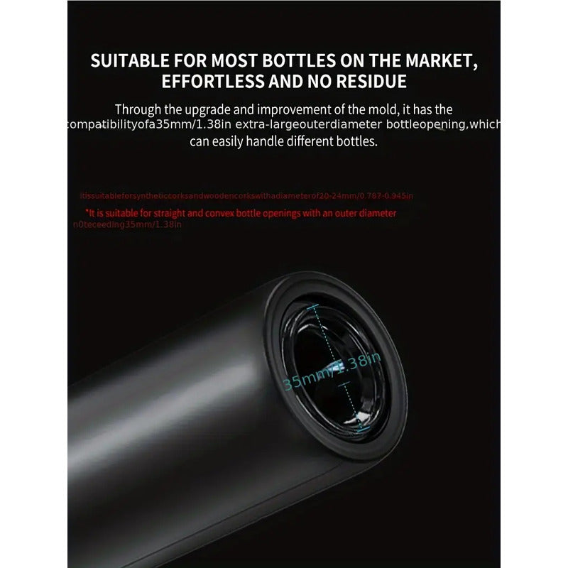 SACACORCHOS ELÉCTRICO AUTOMÁTICO VINO ABREBOTELLAS NEGRO