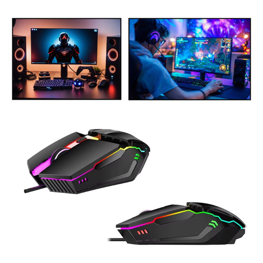 MOUSE GAMER USB ÓPTICO LED RGB MULTICOLOR BOTÓN DPI 800-1600 NEGRO RGB