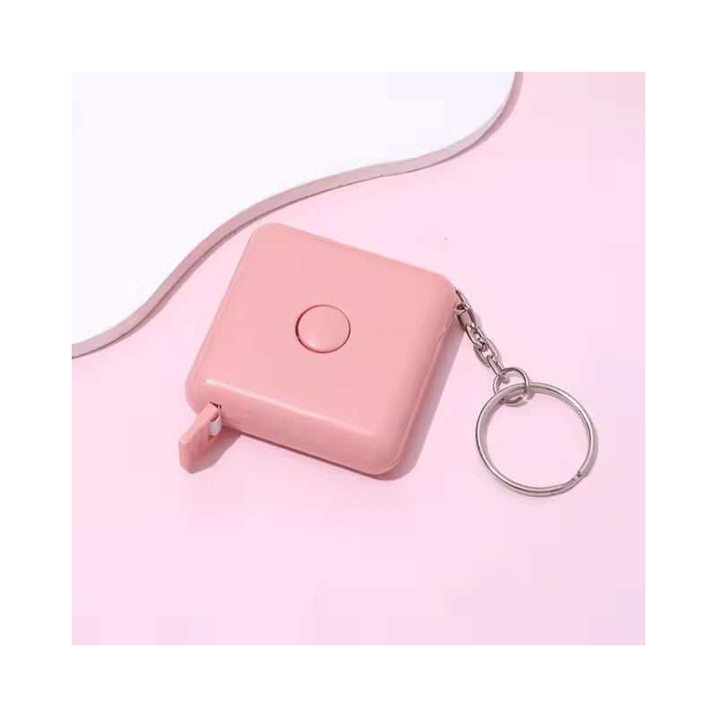 CINTA MÉTRICA CORPORAL RETRÁCTIL ROSA LLAVERO BOLSO CARTERA