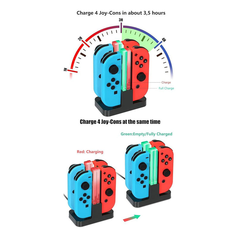 CARGADOR JOY-CON PARA NINTENDO SWITCH OLED RGB 4X ESTACIÓN
