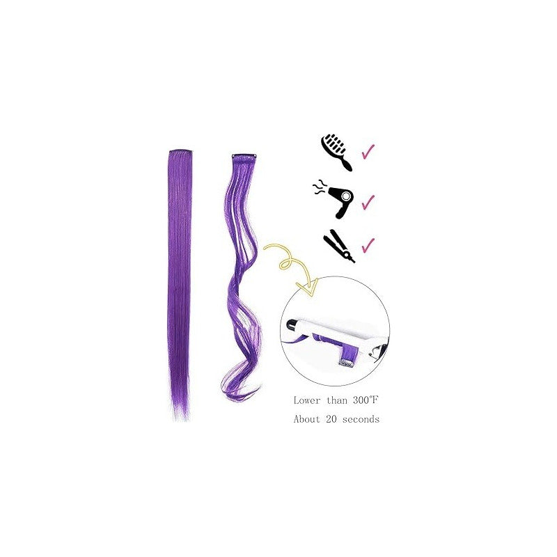 EXTENSIÓN CABELLO LISO SINTÉTICO 22 PULG VIOLETA CLIP VIOLETA