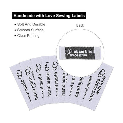 10X ETIQUETA TELA ROPA SASTRERIA MODA HAND MADE WITH LOVE