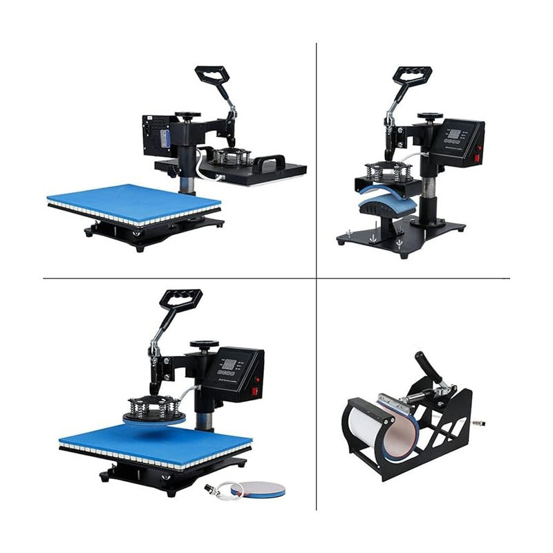 KIT MÁQUINA SUBLIMACIÓN TERMOFIJADORA PRENSA CALOR ESTAMPAR AZUL ACERO 110V