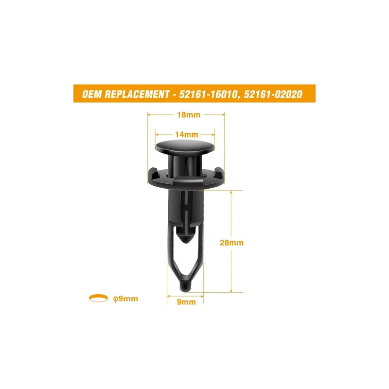 10X PIN PLÁSTICO CLIP AJUSTE CARRO RETENEDOR MOTOR REMACHE NEGRO